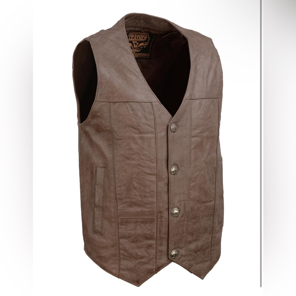 Leather Vest w/Buffalo Snaps & Interior Gun Pockets